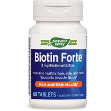 Витамины группы В Nature's Way Biotin Forte Биотин с цинком 3 мг 60 таблеток