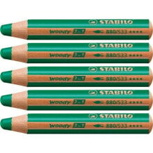 Colouring pencils Stabilo Woody Dark green 3-in-1 (5 Units)