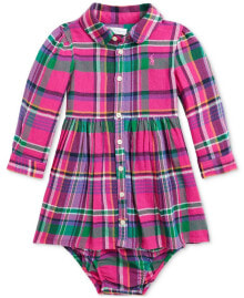 Купить детские платья и сарафаны для девочек Polo Ralph Lauren: Baby Girls Cotton Plaid Twill Dress