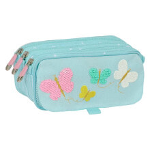 SAFTA Large Triple Moos Butterflies Pencil Case