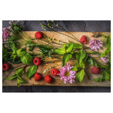 Magnettafel Blumen Himbeeren Minze