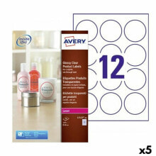 Printer Labels Avery Transparent Circular 10 Sheets ø 60 mm (5 Units)
