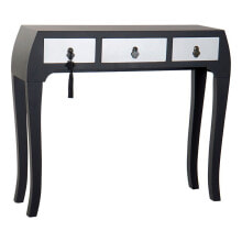Hall Table with 3 Drawers DKD Home Decor 8424001737277 Fir Silver Black MDF Wood 96 x 26 x 80 cm