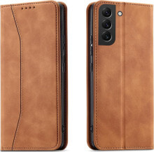 Hurtel Magnet Fancy Case etui Samsung Galaxy S23 Ultra pokrowiec z klapką portfel podstawka brązowe