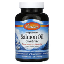 Carlson, Обогащенный омега-3 жир лосося, 350 мг, 60 мягких таблеток