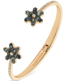 Купить браслеты Marchesa: Gold-Tone Pavé, Stone & Imitation Pearl Flower Cuff Bracelet