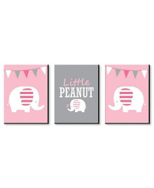 Big Dot of Happiness pink Elephant - Baby Girl Wall Art Decor - 7.5 x 10 inches - Set of 3 Prints