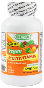 Витаминно-минеральные комплексы deva Vegan Multivitamin and Mineral Supplement Витаминно-минеральный комплекс без железа 90 таблеток