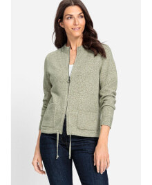 Купить женские свитеры и кардиганы Olsen: Women's Zip Front Melange Yarn Cardigan