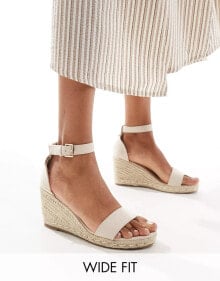 Купить женская обувь Truffle Collection: Truffle Collection wide fit jute wedge heeled espadrille in beige