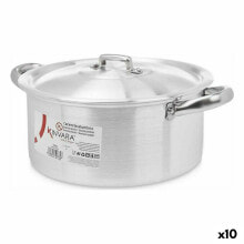 Casserole with lid Silver Aluminium 4 L 24 x 13 x 31 cm (10 Units)