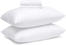 Micropuff hypoallergenic Microfiber Pillow Protector with Zipper– White (2 Pack)