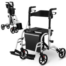 Balcony 2in1 rehabilitation walker with a trolley function, folded with a bag up to 136 kg