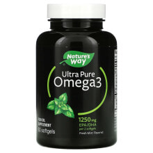 Рыбий жир и Омега 3, 6, 9 Натурес Вэй, Ultra Pure Omega3, свежая мята, 625 мг, 60 мягких таблеток
