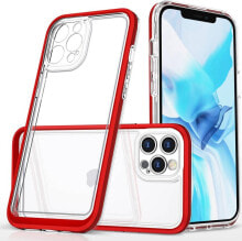 Hurtel Clear 3in1 etui do iPhone 12 Pro Max żelowy pokrowiec z ramką czerwony