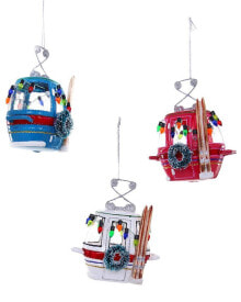 Cody Foster & Co. Ski Slope Gondola 3 Assorted Ornaments Multicolor