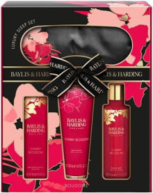 Set - Baylis & Harding Boudoire Cherry Blossom Luxury Beauty Sleep Gift Set (spray/100ml + b/lot/130ml + crystal/150g + acc/1pc)