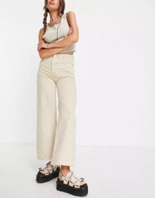 Weekday – Ace – Jeans in Beige mit weitem Bein aus Baumwollmix