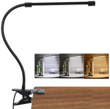 Светодиодный зажимной светильник с регулируемой яркостью лампы для чтения Зажимы для защиты глаз прикроватный светильник с 3 режимами освещения и 10 уровнями яркости Портативная гибкая лампа для чтения на гибкой гусиной шее с питанием от USB для офиса в с