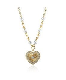 Купить кулоны и подвески Jessica Simpson: Womens Heart Necklace 16" + 2" - Gold-Tone Heart Pendant Necklace with Clear Crystal Embellishments