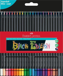 Купить цветные карандаши для рисования для детей Faber-Castell: Faber-Castell KREDKI OŁÓWKOWE TRÓJKĄTNE BLACK EDITION FABER-CASTELL 24 KOLORY