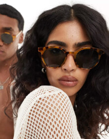 Купить мужские солнцезащитные очки AJ Morgan: AJ Morgan low key round sunglasses in tortoiseshell