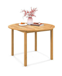 Costway patio Dining Table Acacia Wood Round Outdoor Bistro Table 4-Person