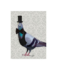 Trademark Global fab Funky Pigeon in Waistcoat and Top Hat Canvas Art - 15.5