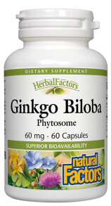 Гинкго Билоба natural Factors Ginkgo Biloba Phytosome Экстракт листьев гинкго билоба 60 мг 60 капсул