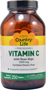 Витамин С Country Life Time Release Vitamin C Витамин С 1000 мг с шиповником 250 таблеток