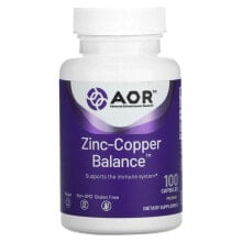 Цинк Advanced Orthomolecular Research AOR, Zinc-Copper Balance, 100 вегетарианских капсул