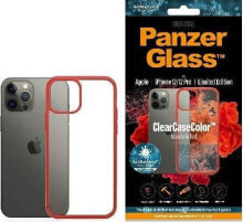 чехол силиконовый прозрачный с красной окантовкой iPhone 12/12 Pro PanzerGlass