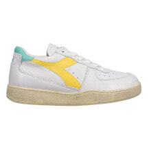 Купить белые мужские кроссовки Diadora: Diadora Mi Basket Low Used Lace Up Mens White, Yellow Sneakers Casual Shoes 179