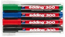 Edding 300-E4 маркер 4 шт Черный, Синий, Зеленый, Красный