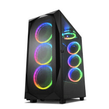 Computer cases for gaming PCs rEV300 - Tower - PC - Black - ATX - EATX - micro ATX - Mini-ITX - Tempered glass - Case fans