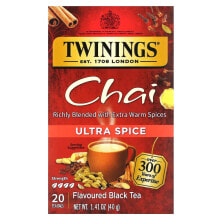 Твайнингс, Chai, чай со специями, пикантная тыква, 20 чайных пакетиков, 40 г (1,41 унции)