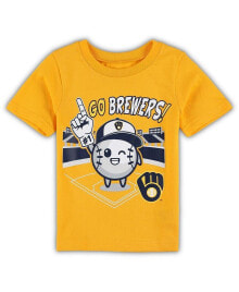 Outerstuff toddler Boys and Girls Gold Milwaukee Brewers Ball Boy T-shirt