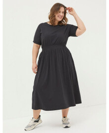 FatFace women's Plus Size Navi Midi Jersey Dress