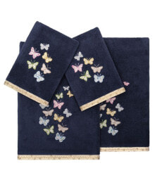 Linum Home textiles Turkish Cotton Mariposa Embellished Towel Set, 3 Piece