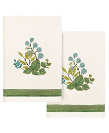 Linum Home textiles Turkish Cotton Botanica Embellished Hand Towel Set, 2 Piece