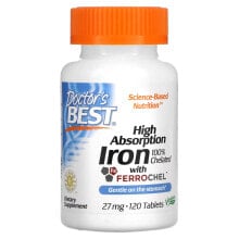 Железо Докторс Бэст, легкоусвояемое железо с Ferrochel, 27 мг, 120 таблеток