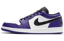 Jordan Air Jordan 1 “court purple” 皮革 紫脚趾 耐磨 低帮 复古篮球鞋 男款 白紫 / Кроссовки Nike Air Jordan 1 Low Court Purple White (Белый, Фиолетовый)