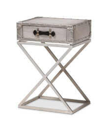William Modern French Industrial Metal 1-Drawer Nightstand
