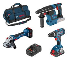 Bosch Maschinen-Set 18V GSR + GWS + GBH + 2x PC 18V + GAL + Tasche