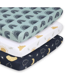 The Peanutshell pack n Play, Mini Crib, Portable Crib or Fitted Playard Sheets for Baby Boy or Girl, Day and Night 3 Pack Set