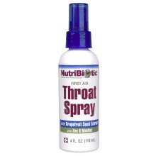 Витамины и БАДы от простуды и гриппа nutriBiotic Throat Spray Спрей для горла с экстрактом семян грейпфрута, цинком и ментолом 118 мл