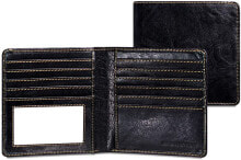 Мужской портмоне кожаный черный горизонтальный без застежки Voyager Hipster Wallet 7303