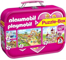 Детские развивающие пазлы schmidt Spiele Puzzle-Box pink - im Metallkoffer Playmobil (56498)
