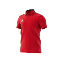 Мужские спортивные поло Мужская спортивная футболка-поло красная с логотипом Adidas Condivo 18 Polo
