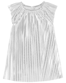 Baby Metallic Pleated Flutter Party Dress